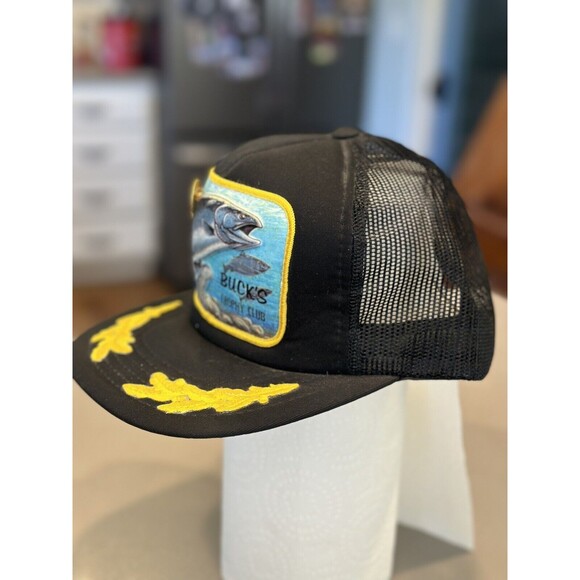 *Vtg Soft Patch Fish Logo Snapback Trucker Hat Canada Buck’s Trophy Club - Picture 2 of 7